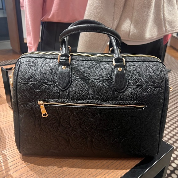 Coach Black Embossed Leather Rowan Satchel - Picture 2 of 3